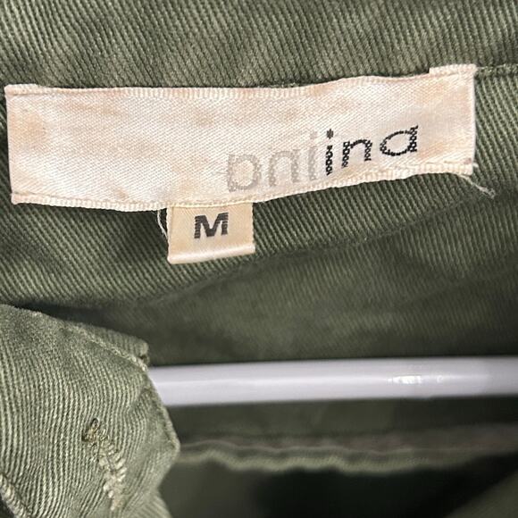 INA Utility Shirt Olive Embroidered Festival Western Epaulet Vibes Medium - Picture 4 of 6